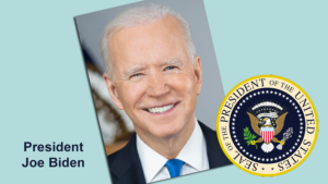 Official Portrait of President Joe Biden and Presidential Seal
