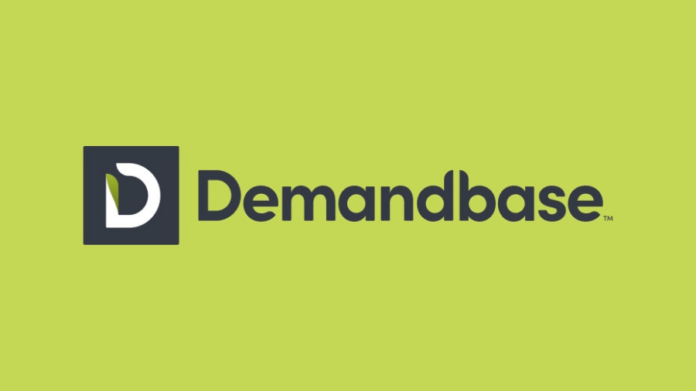 Demandbase logo featuring a stylized "D" inside a dark square next to the word "Demandbase" on a light green background, as seen in work from fastest-growing agencies like Lesniak Swann in the UK.