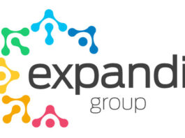 The Expandi Group logo features the word "expandi" in bold black text, "group" in gray, and a circular pattern of colorful abstract figures.