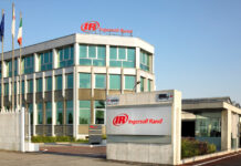 The exterior of an Ingersoll Rand office building, featuring signs with the company logo and a clear sky, reflects the brand's commitment to innovation through AI-powered personalisation and advanced lead nurturing solutions.