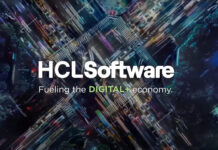 Aerial view of a city intersection with the text "HCLSoftware Fueling the DIGITAL+ economy with AI-powered Unica+ marketing automation." overlaid in the center.